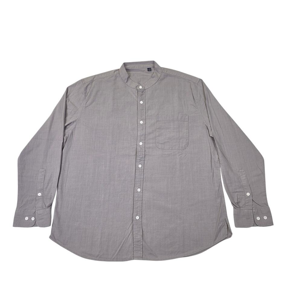 Design In Italy Luxury Mens XL Long Sleeve Button Down Linen Shirt Grey